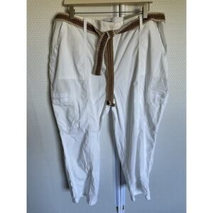 Chicos White Cargo Pants Belt Pockets New Size 3.5 18 $80